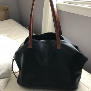 Black & Brown Leather Tote Bag -Lightly used